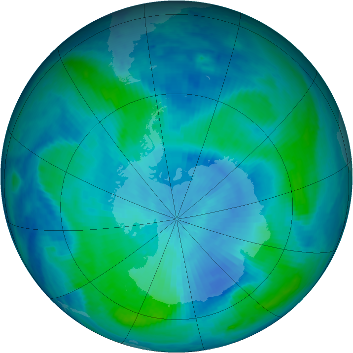Antarctic ozone map for 27 February 1999